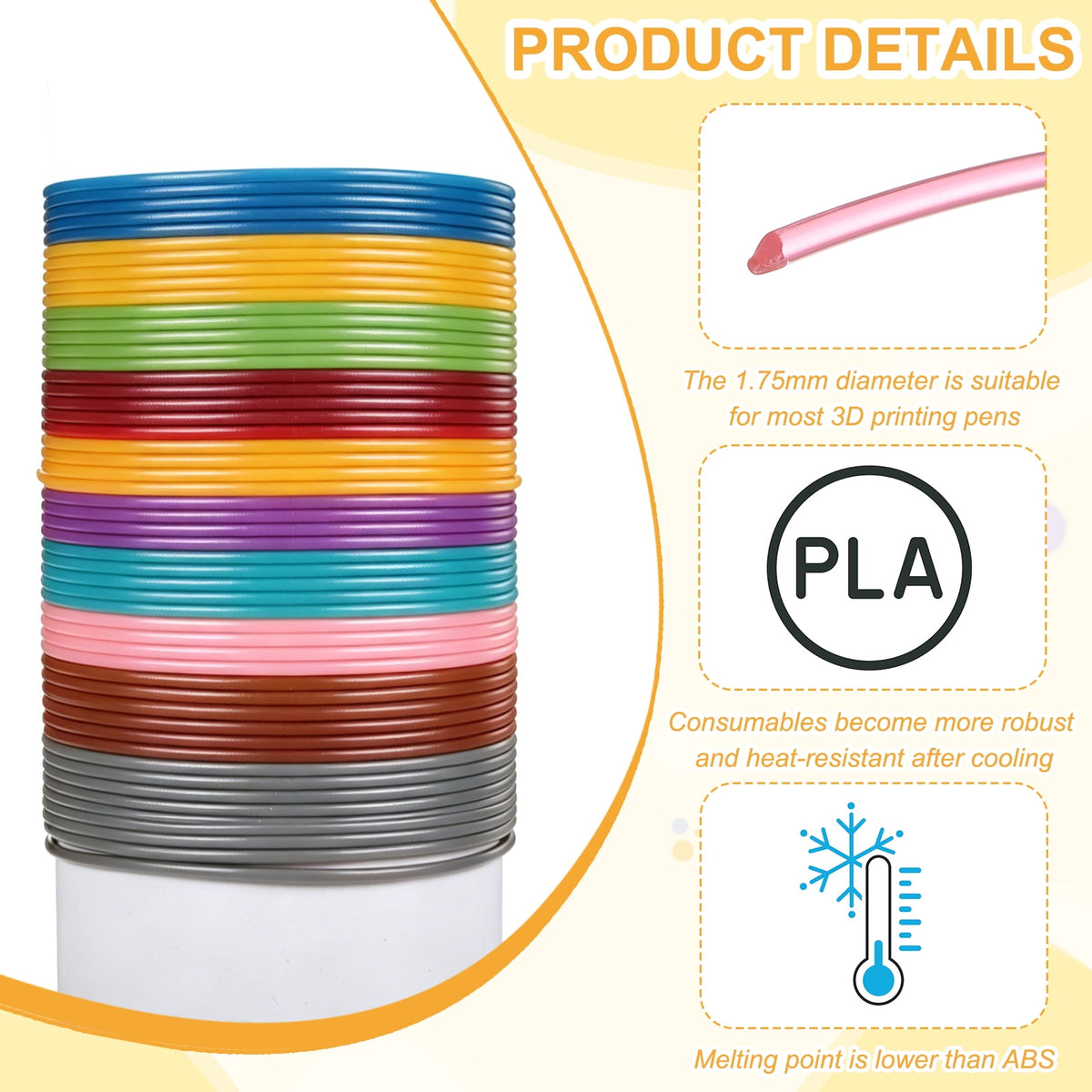 Uxcell 3D Pen Filament 6Pcs 1.75mm Total Length 196.8 Feet Transparent Red PLA, 3D Pen Filament Refills Low Warping, for Creating Pictures Printed Model Printing Pen