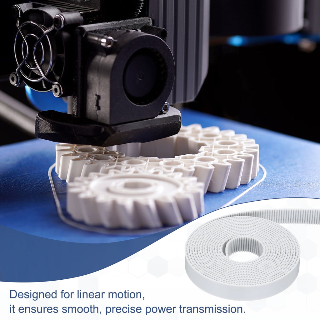 Uxcell Polyurethane PU Steel Cord 2GT Timing Belt 15x2000mm2mm Pitch 2mm Thick White Open Loop Pulley Timing Belt for 3D Printer