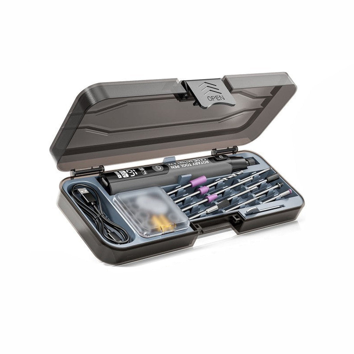 Portable Rotary Tool Kit with Digital 6-Speed Control, Brushless Motor and Accessories for Grinding, Polishing, Carving, Cutting and DIY Crafts