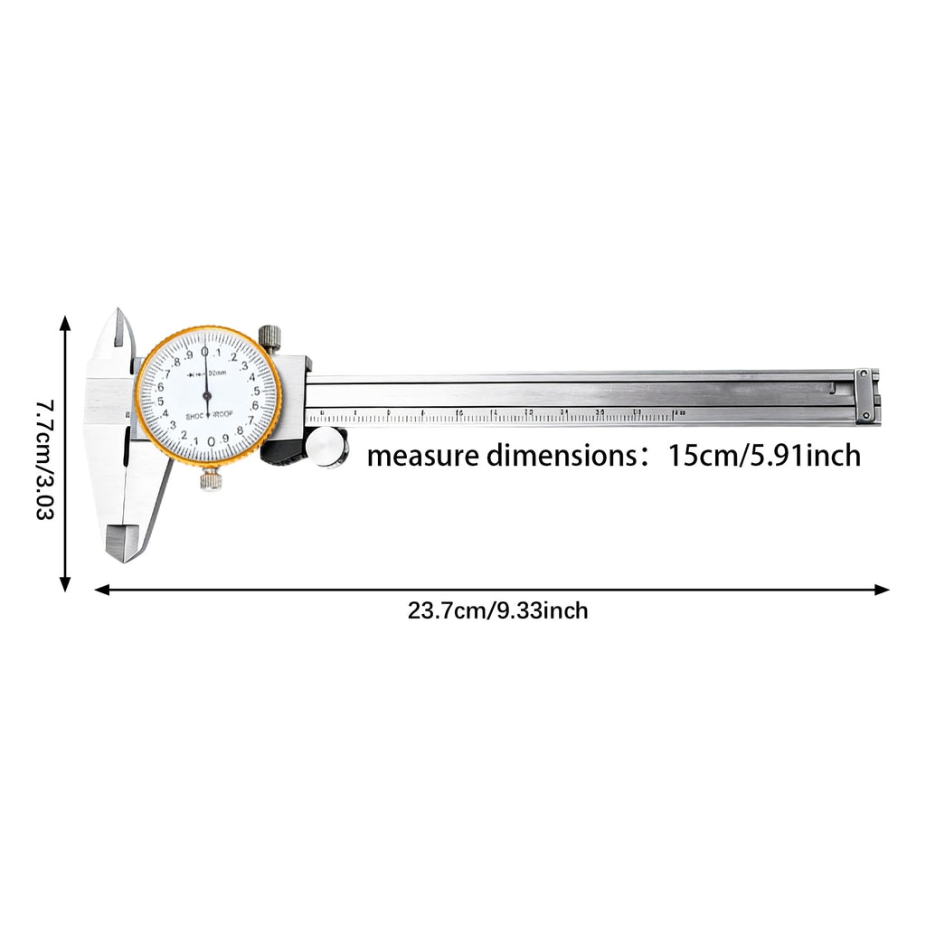 Stainless Steel High Precision Dial Caliper 0-150mm Four-Purpose Measuring Ruler Woodworking Machinery Precision Measuring Tool