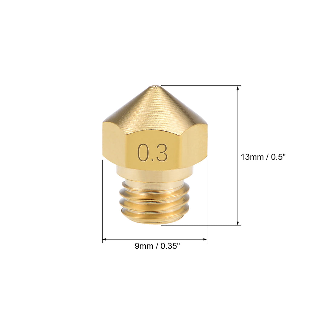 0.3mm 3D Printer Nozzle Head M7 Thread Replacement for MK10 1.75mm Extruder Print Brass 5pcs