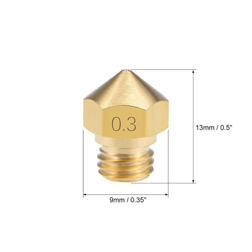 0.3mm 3D Printer Nozzle Head M7 Thread Replacement for MK10 1.75mm Extruder Print Brass 5pcs