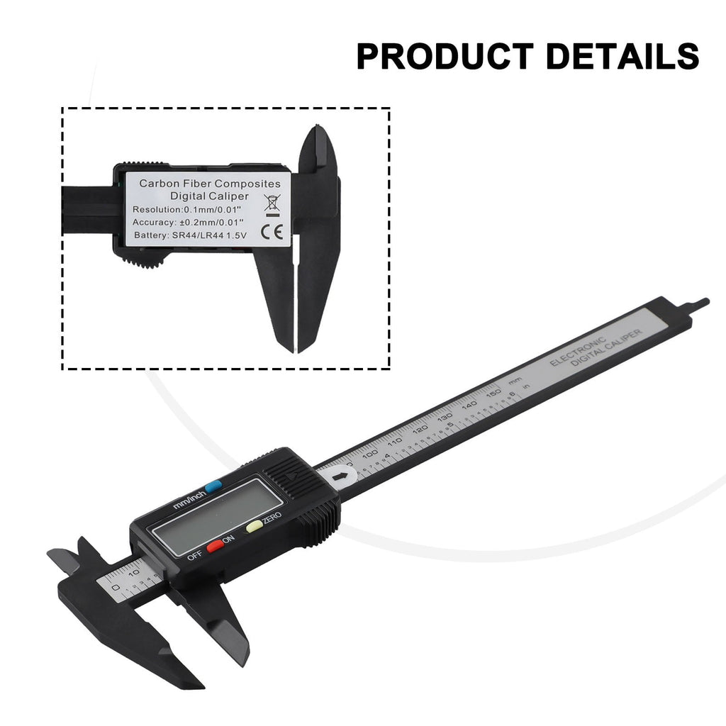 6 Digital Vernier Caliper 150mm Stainless Steel Micrometer Electronic