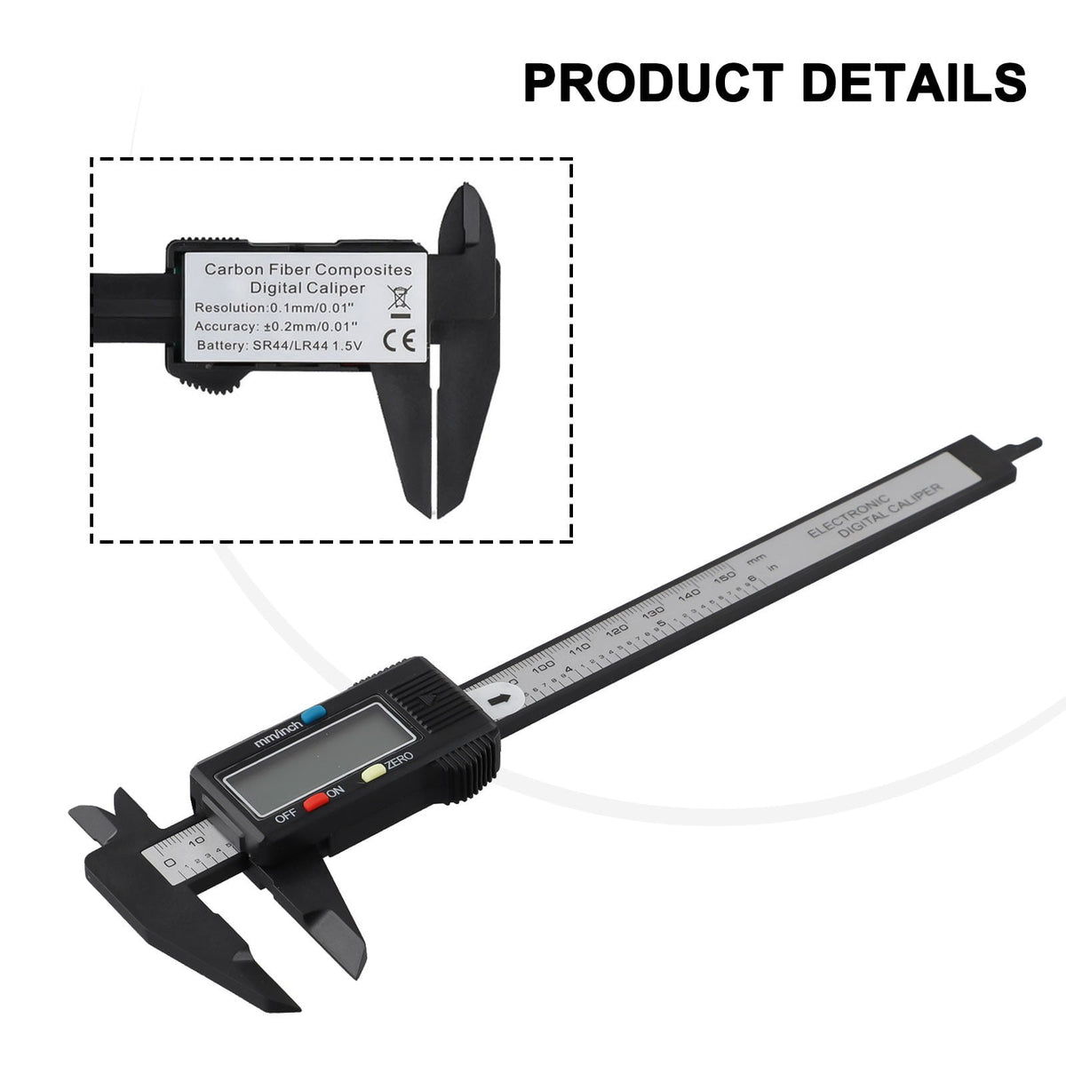 6 Digital Vernier Caliper 150mm Stainless Steel Micrometer Electronic
