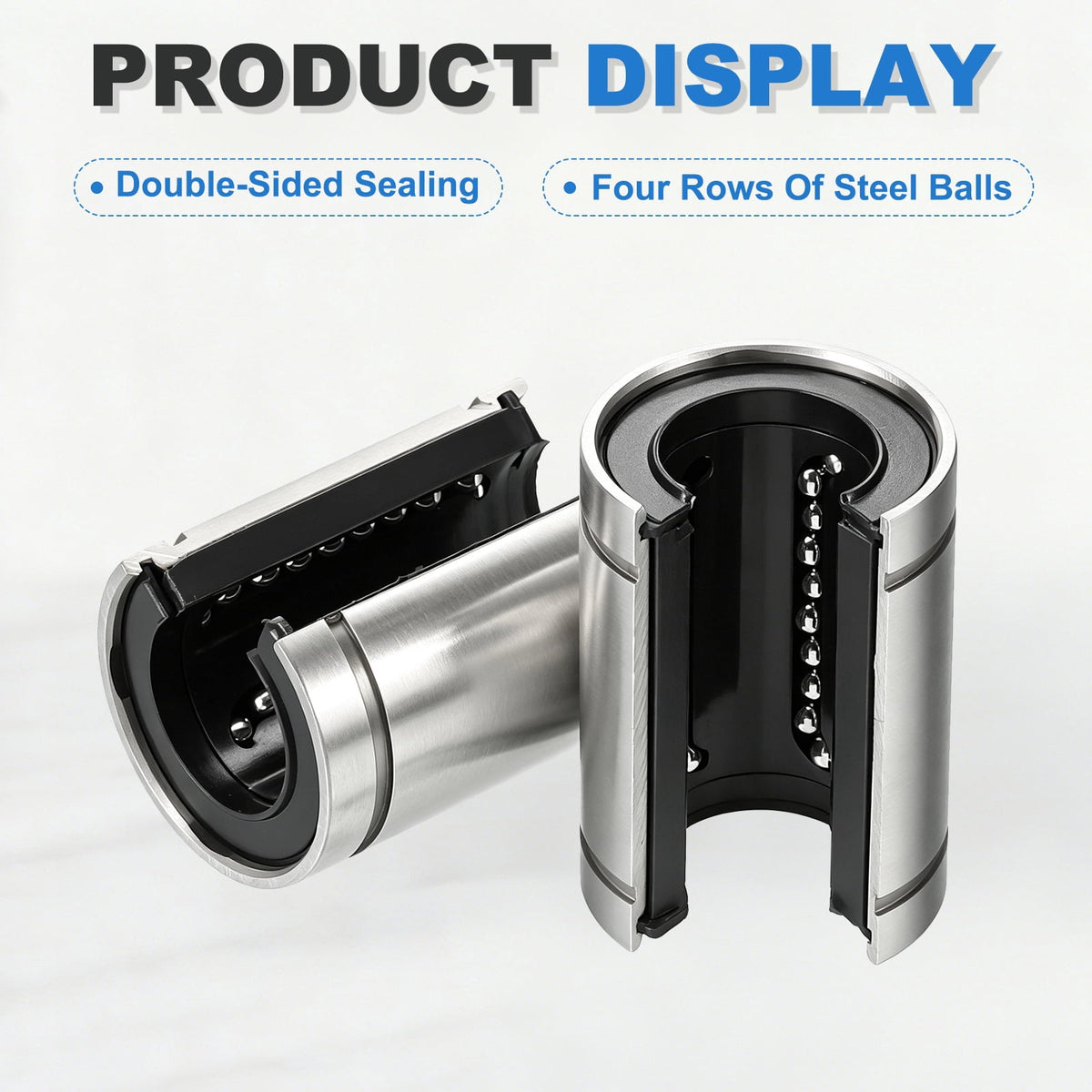 Uxcell 2 Pcs LM16UUOP Open Type Linear Ball Bearings, 12mm Bore Dia 21mm OD Linear Motion Bushing with Double Side Rubber Sealed for CNC Machine 3D Printer, Silver