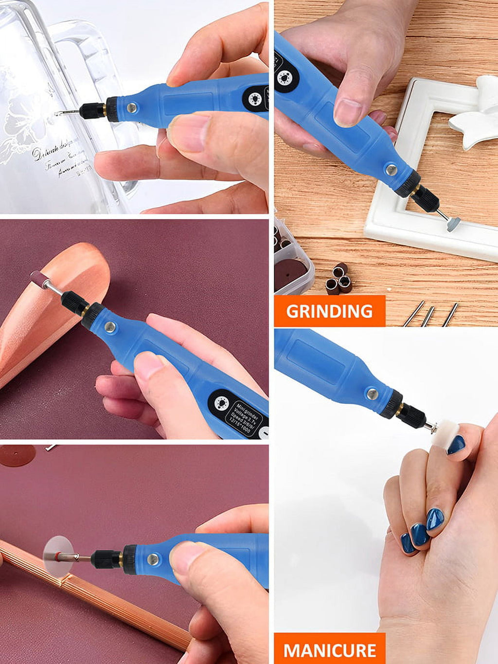 BUTORY Cordless Rotary Tool Adjustable Speed Mini Electric Grinder Rechargeable Handheld Engraving Pen with 5 Speed and LED Light for Sanding Polishing Drilling Carving