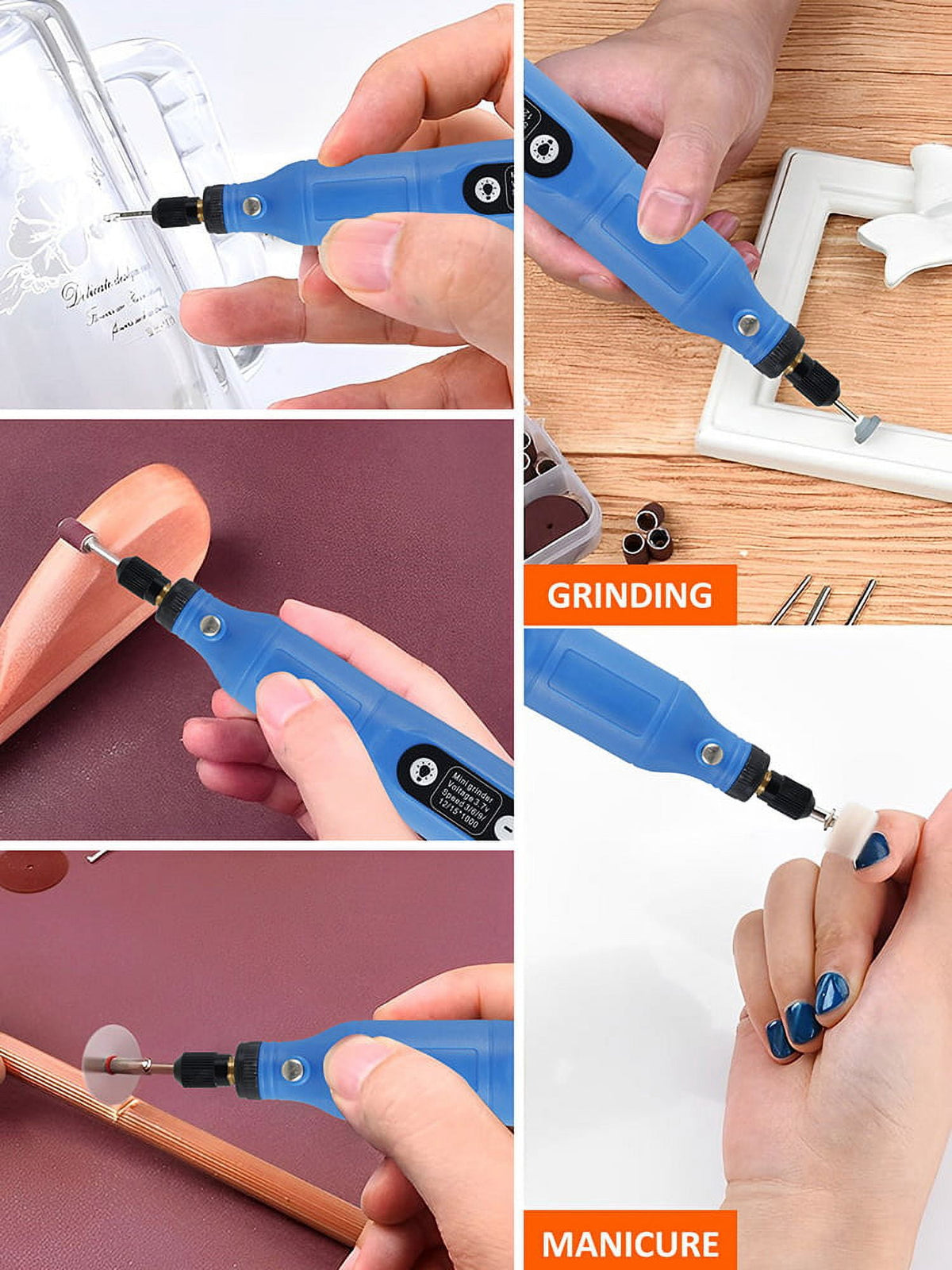 BUTORY Cordless Rotary Tool Adjustable Speed Mini Electric Grinder Rechargeable Handheld Engraving Pen with 5 Speed and LED Light for Sanding Polishing Drilling Carving