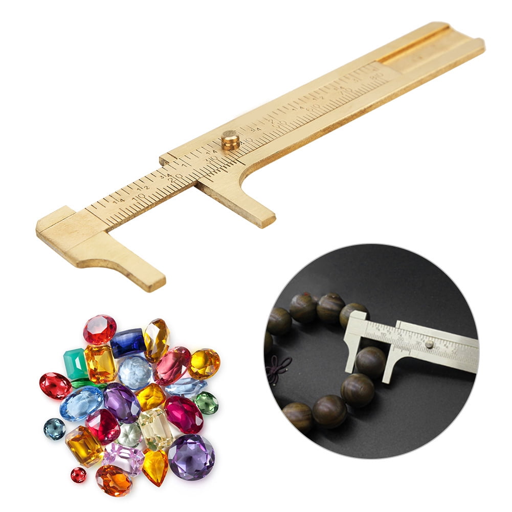 Riousery Double Scale Brass Vernier Caliper Jewelry Maker Measuring Ruler Authenticate Dimensions for Gemstones Beads Walnuts Antiques and Handcrafts 3.15 Inches 80mm