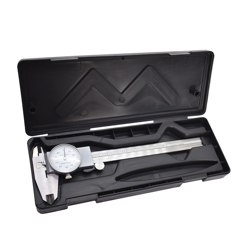 ALL-CARB 6" Dial Caliper Carbon Steel Shockproof 0.001" of one Inch With Case