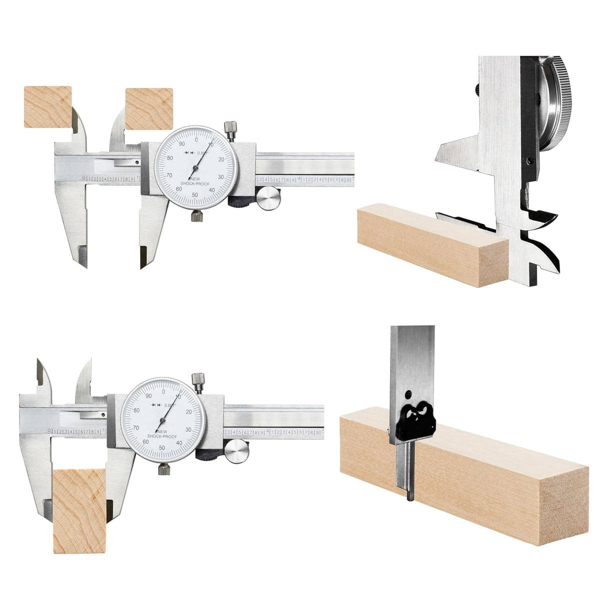HFS(R) 0-6" Imperial Dial Caliper 4 Way Measurment .001" Accuracy Shockproof Carbon Steel