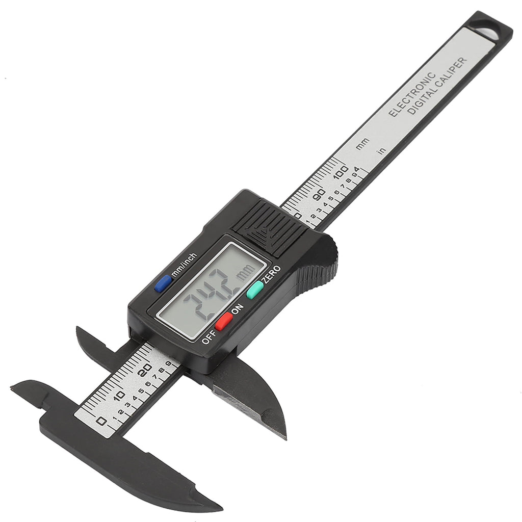 M Buder Practical 100 mm / 4 in Electronic Digital Vernier Caliper Measuring Tool With Large LCD Screen Display, Carbon Fiber Plastic, 0.1mm Resolution, Perfect For DIY & Jewelry (Without Battery)