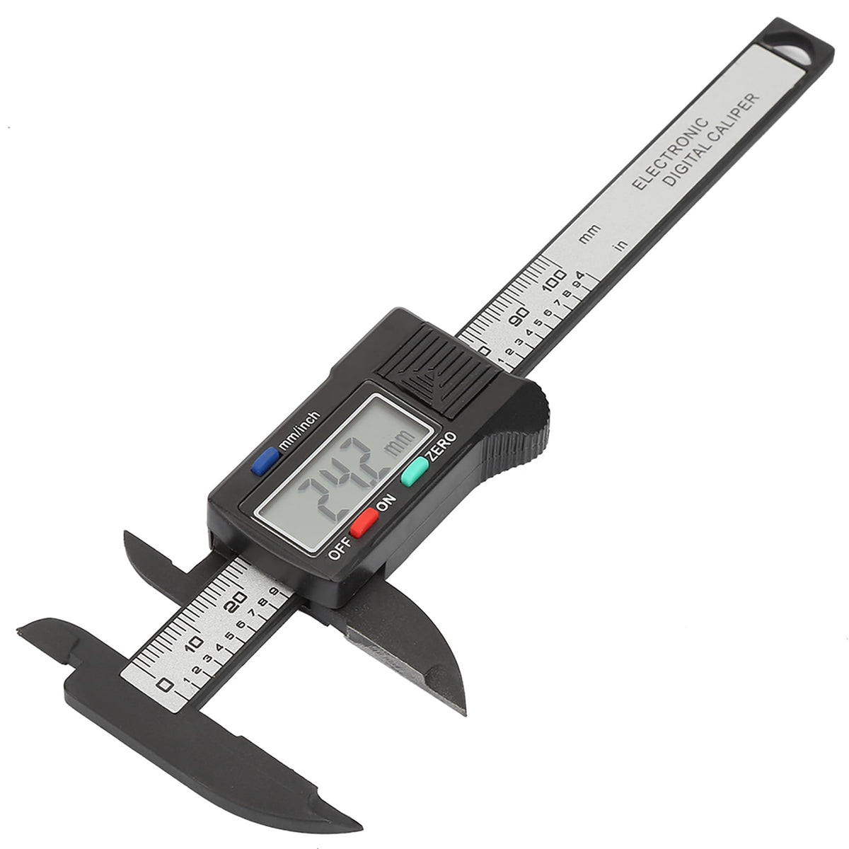 M Buder Practical 100 mm / 4 in Electronic Digital Vernier Caliper Measuring Tool With Large LCD Screen Display, Carbon Fiber Plastic, 0.1mm Resolution, Perfect For DIY & Jewelry (Without Battery)