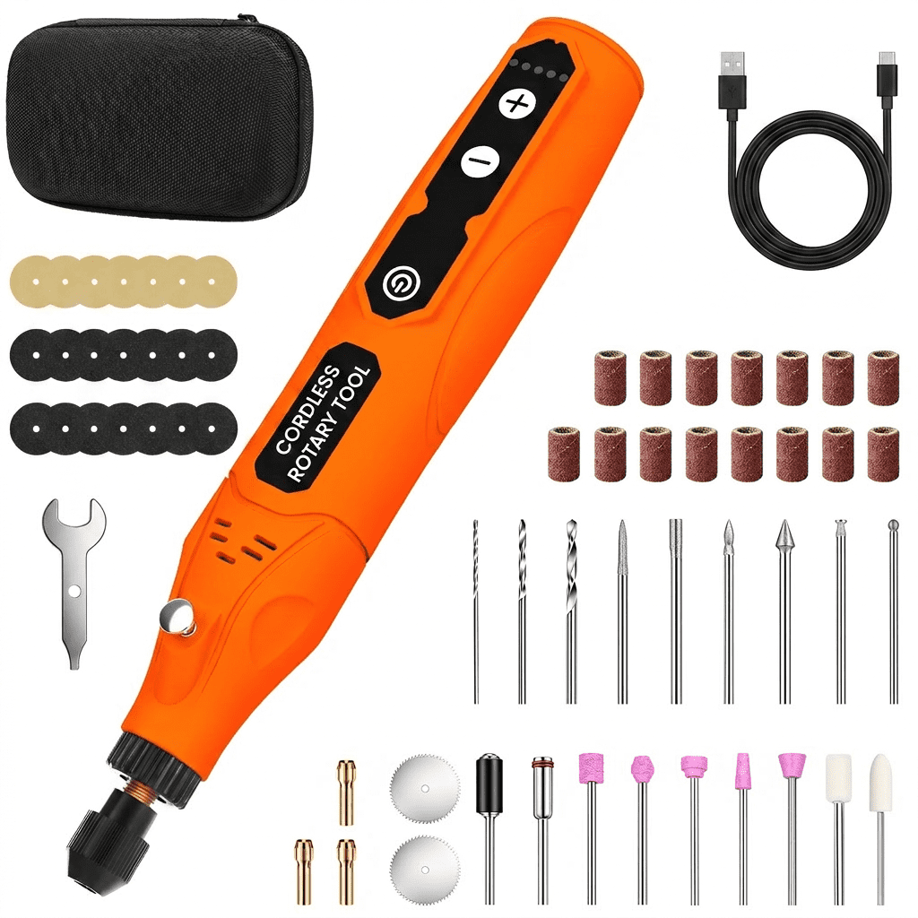 70pcs with Mini Cordless Rotary Tool, Fits Dremel Rotary Tools, Universal Fitment for Polishing, Sanding, Cutting, Drilling, Engraving, Grinding with Portable Tool Storage Case