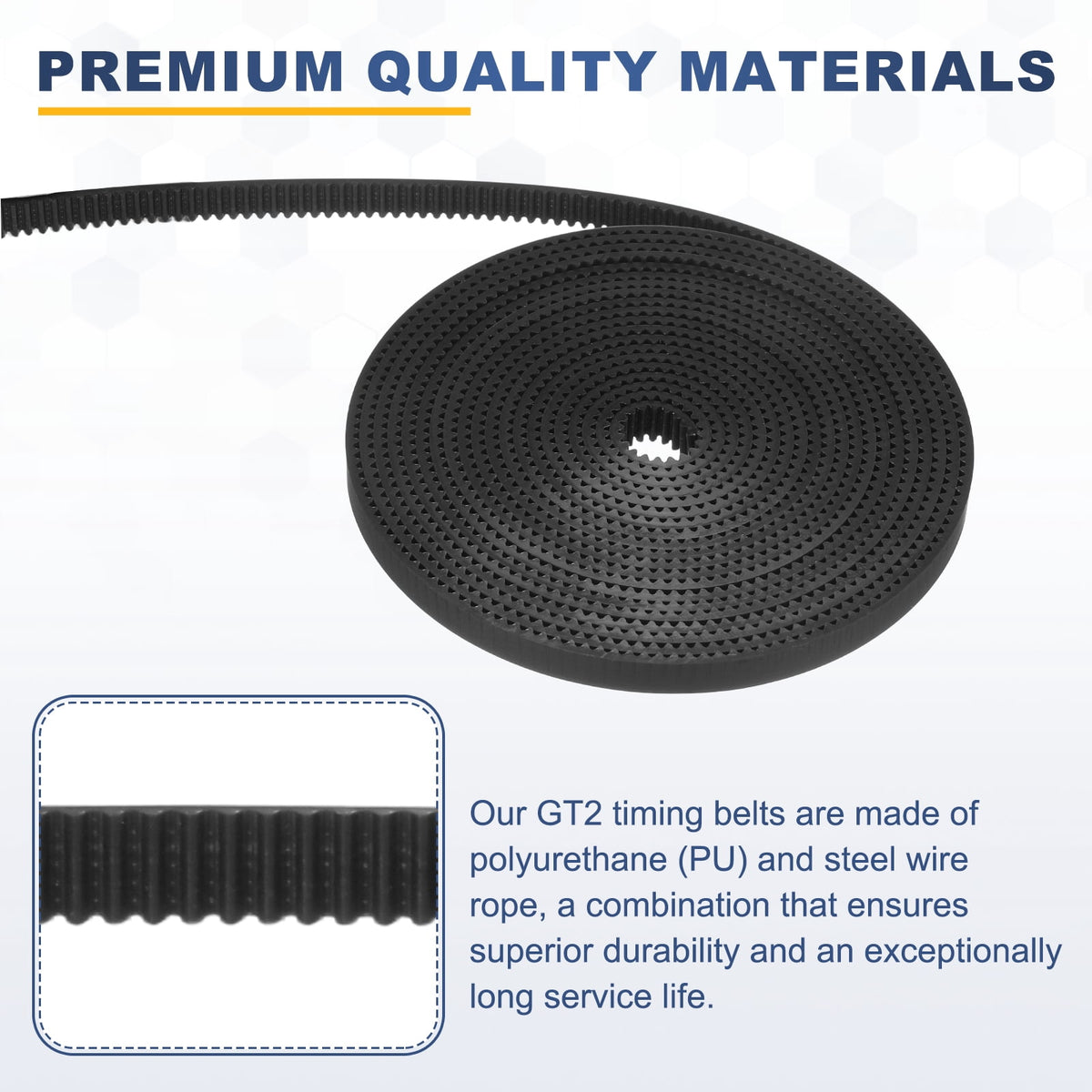 Uxcell Polyurethane PU Steel Cord 2GT Timing Belt 6x2000mm2mm Pitch 2mm Thick Black Open Loop Pulley Timing Belt for 3D Printer