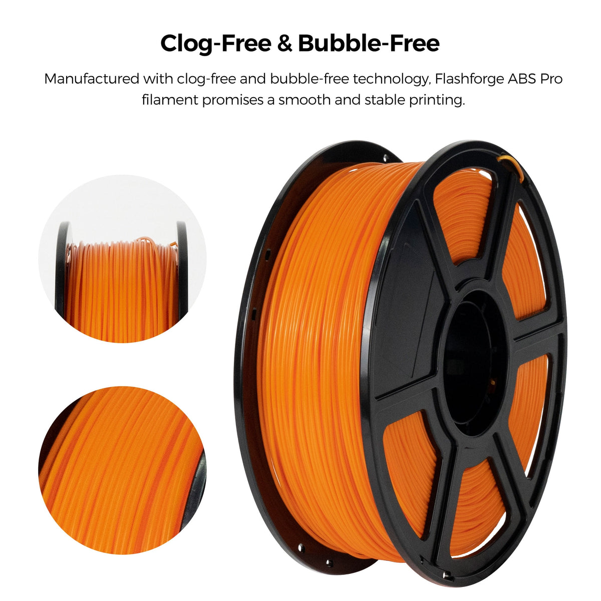Flashforge ABS Pro Filament 1.75mm, 1KG/2.2lbs ABS Pro 3D Printer Filament, Black