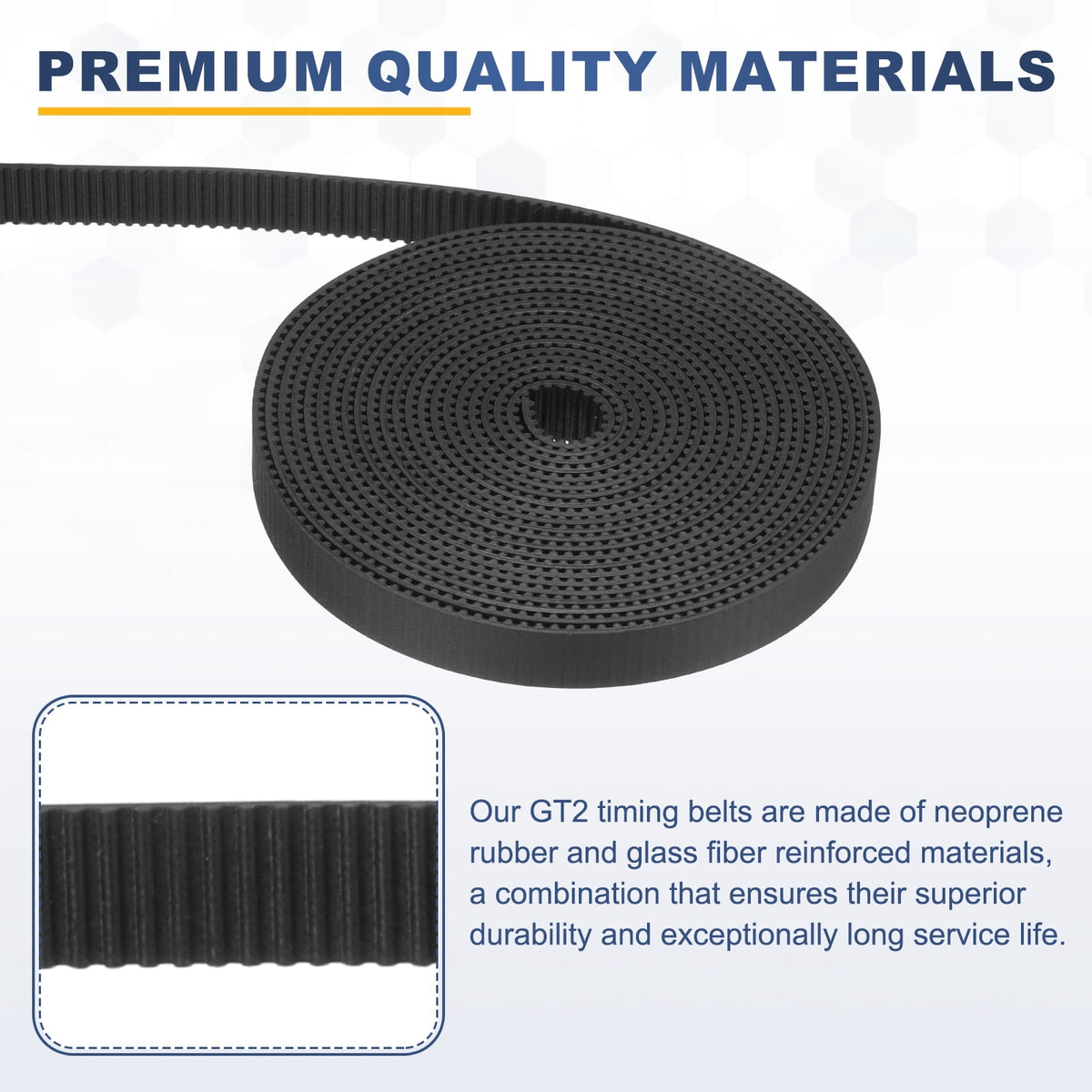Uxcell Rubber 2GT Timing Belt 10x2000mm 2mm Pitch 2mm Thick Black Open Loop Pulley Timing Belt for 3D Printer