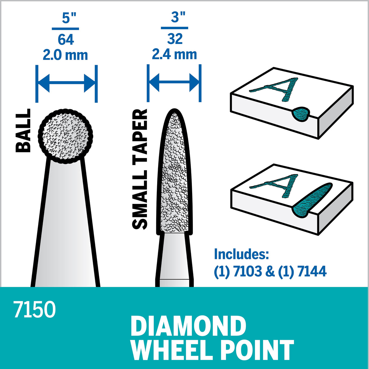 Dremel 7150 Diamond Wheel Point Set Rotary Tool Accessories, 2 Pack