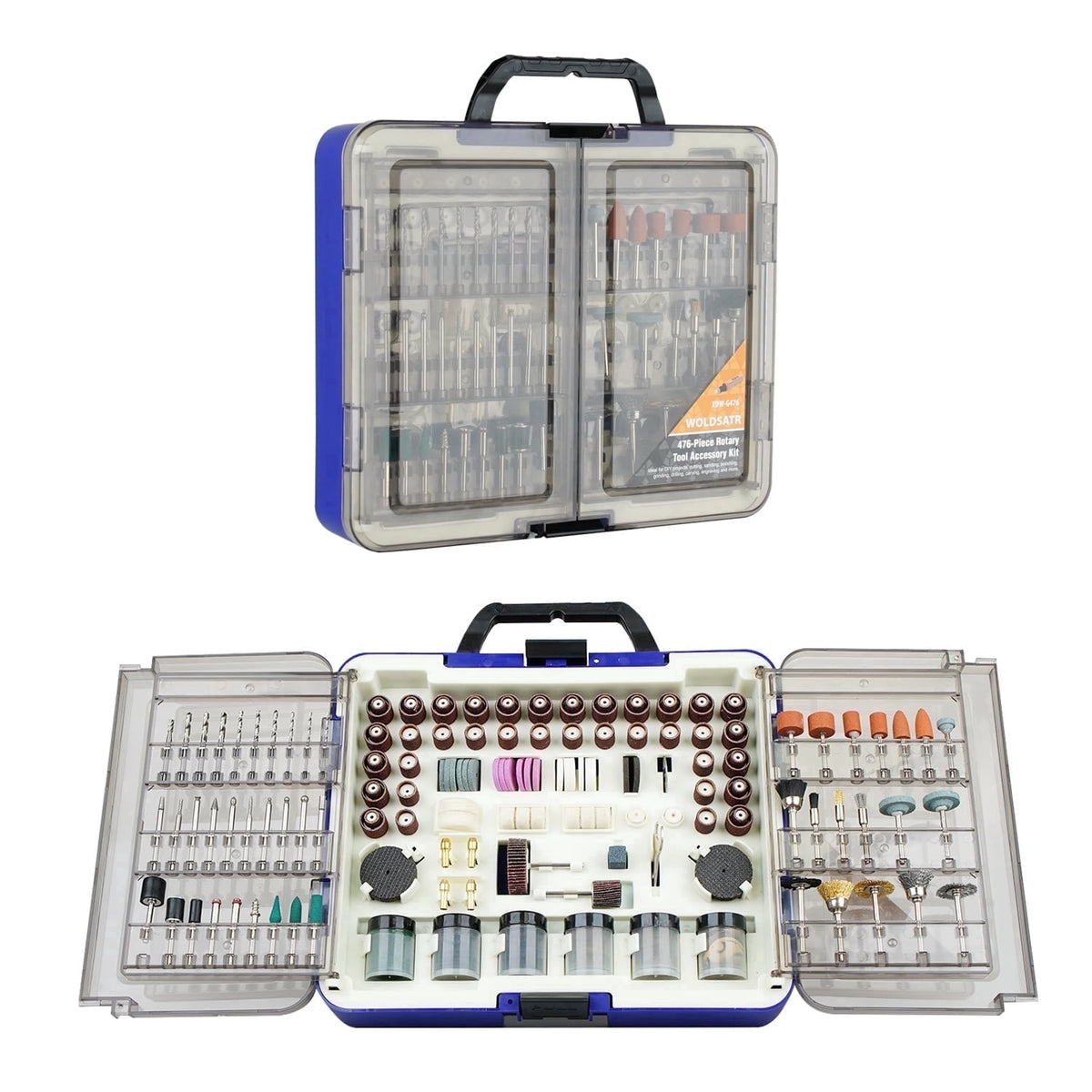 Woldsatr 516PCS Rotary Tool Kit, 1/8-in Shank, Sanding, Grinding, Carving, Polishing, Drilling, Storage Case