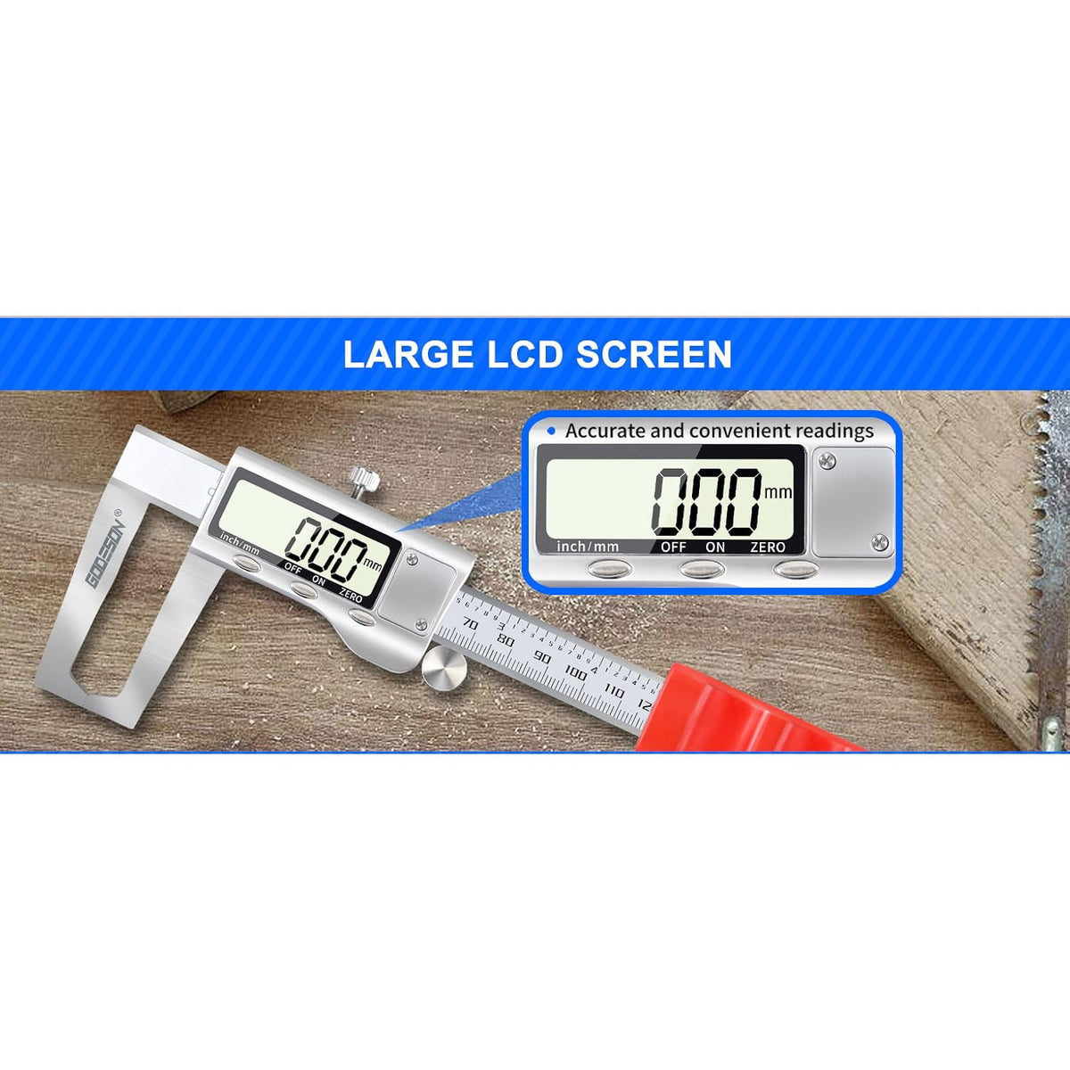 GODESON Disc Brake Rotor Micrometer,Digital Caliper Measuring Tool for Disc Brake-6 Inch/150mm,Brake Measuring Tool wtih Caliper- Inch/Metric Conversion, Brake Caliper with Stainless Steel