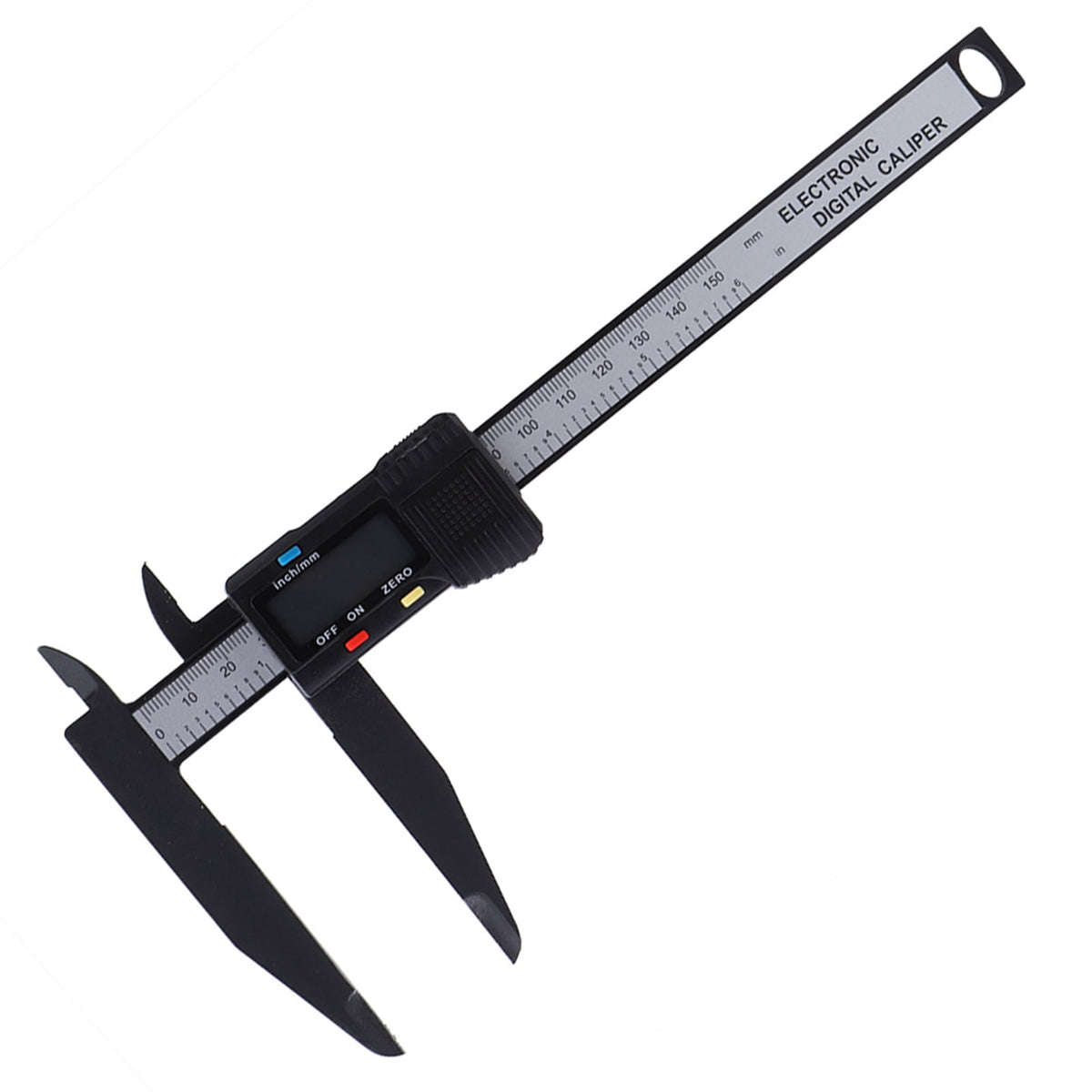 M Buder Digital Electronic Caliper 6 Inches / 150mm Carbon Fiber Ruler with Long Jaw Accurate Measuring Tool LCD Screen Display Metric Imperial Conversion for Woodworking DIY Home Improvement Black