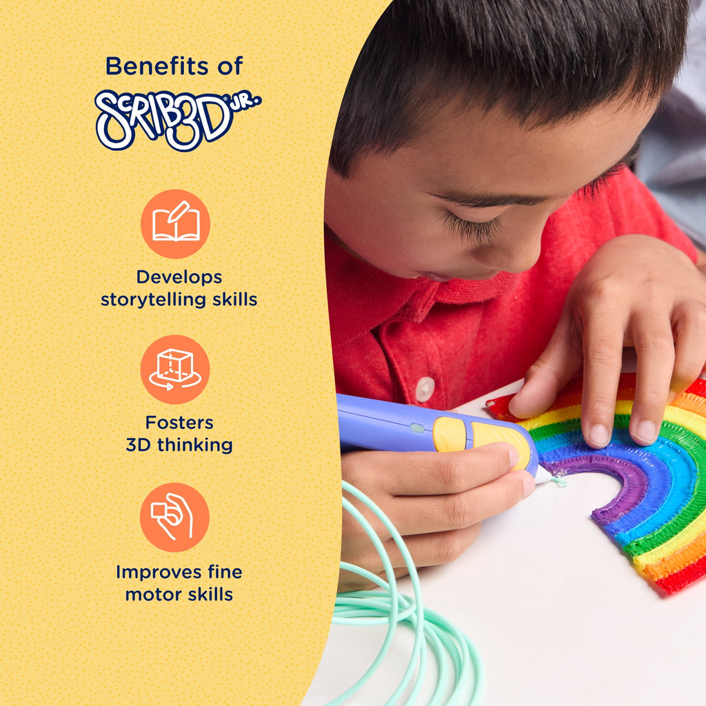SCRIB3D Junior 3D Printing Pen for Kids Ages 6+, No Hot Parts, Includes 30 ft Filament and Activity Guide