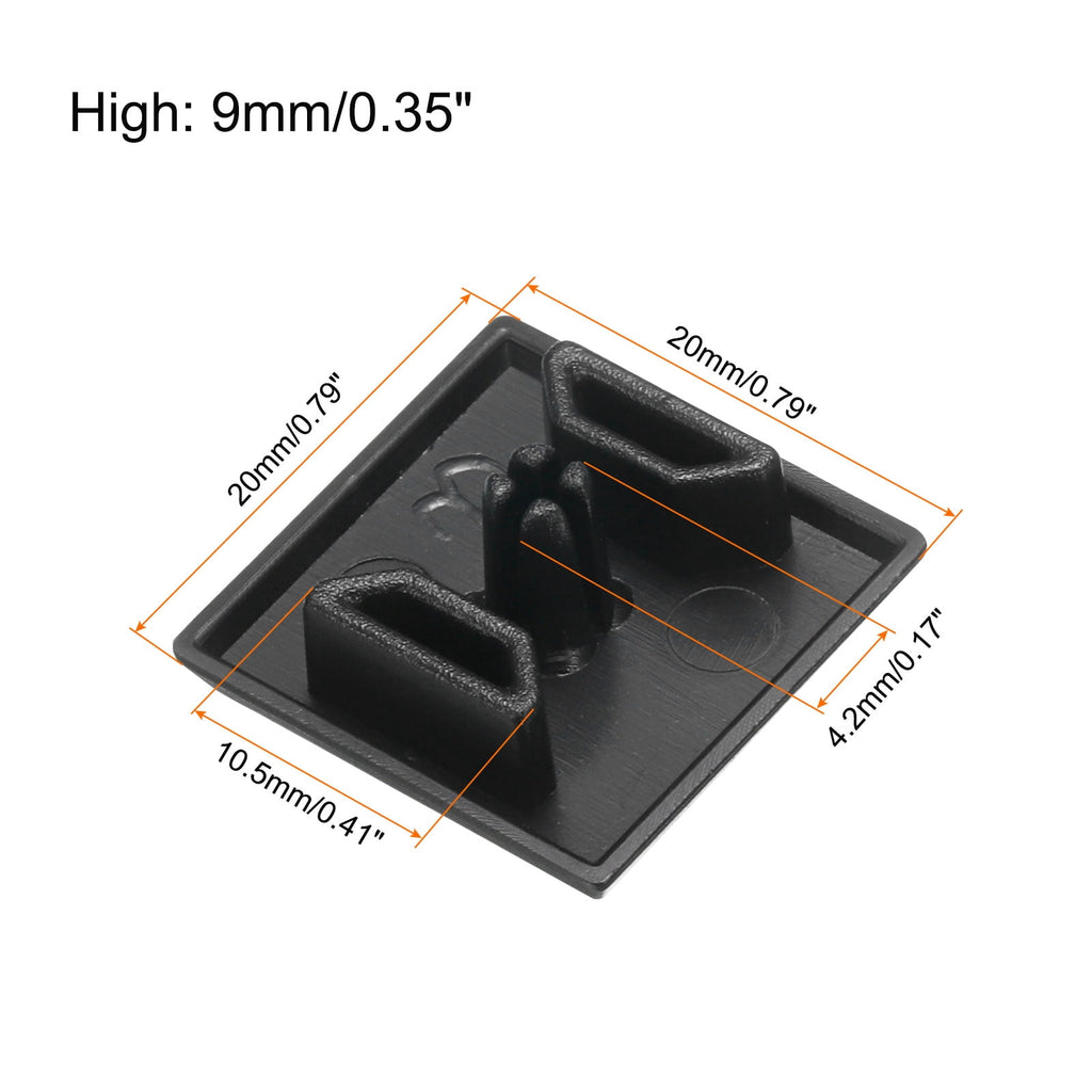 Uxcell 20Pcs 2020 Slot 4.2mm Hole Dia EU Standard Aluminum Profile End Cap 20x20mm ABS Aluminum Extrusion Plug for 3D Printer CNC