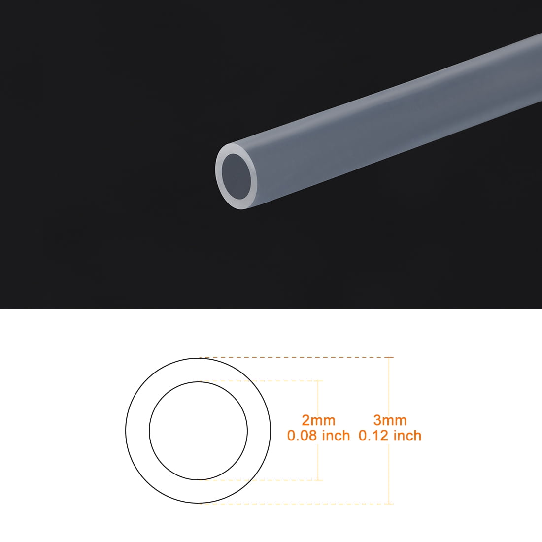 Uxcell 2mm ID 3mm OD Tube Pipe 2 Meter 6.56ft Lengh For 3D Printer RepRap