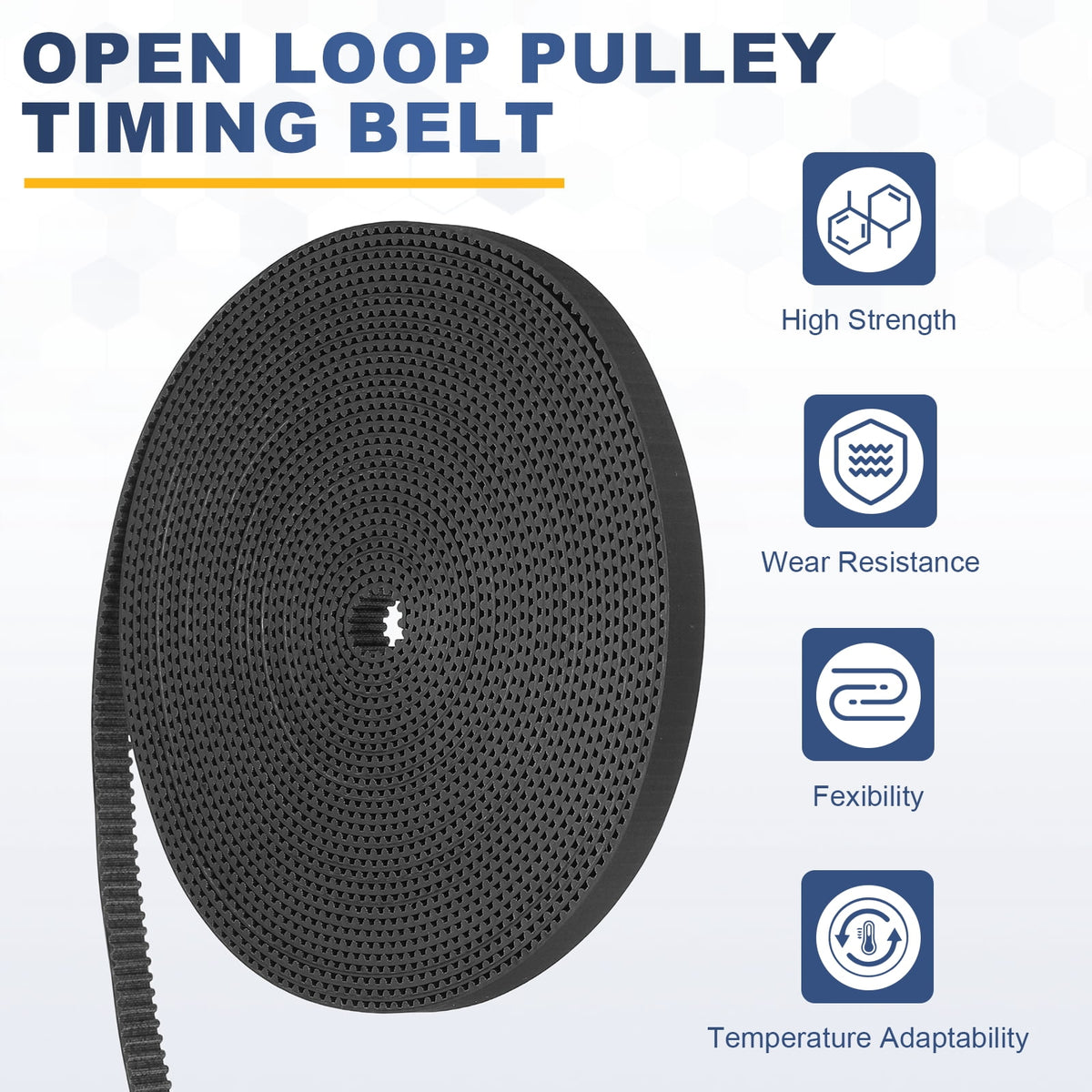 Uxcell Dustproof Rubber 2GT Timing Belt 6x5000mm 2mm Pitch 1.5mm Thick Black Open Loop Pulley Timing Belt for 3D Printer