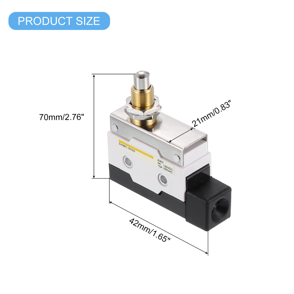 Limit Switch Roller Plunger D4MC-5000 Mount 1NC1NO 3D Printer Switch Metal Momentary Switch 2 Pcs