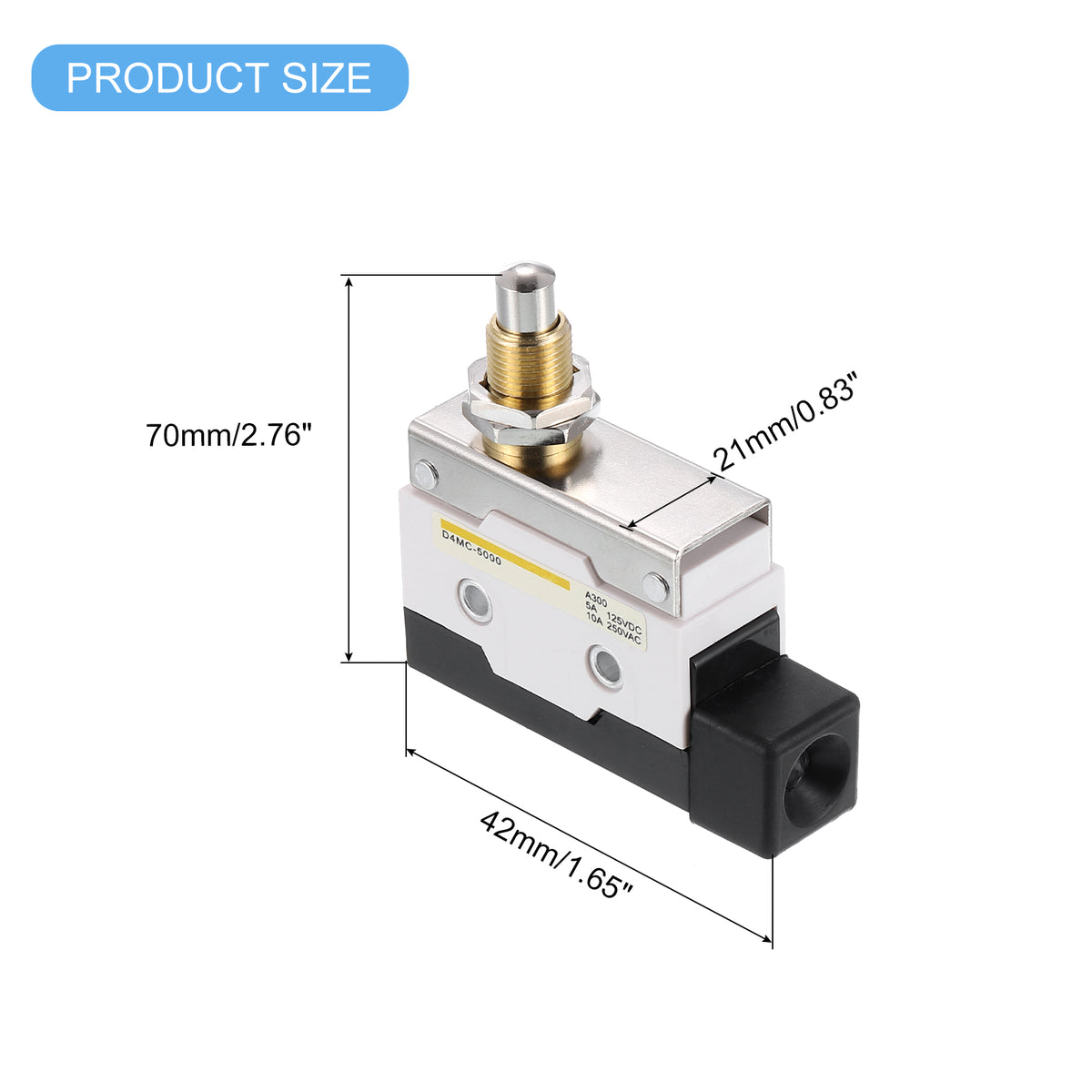 Limit Switch Roller Plunger D4MC-5000 Mount 1NC1NO 3D Printer Switch Metal Momentary Switch 2 Pcs