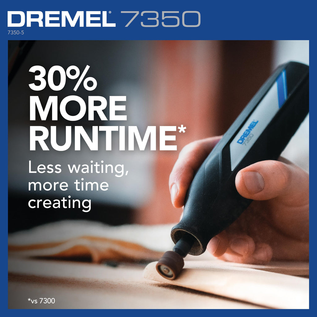 Dremel 7350-5W 4V-Cordless Single Speed Rotary Tool with Integrated 2Ah Li-Ion Battery & 7 Accessories