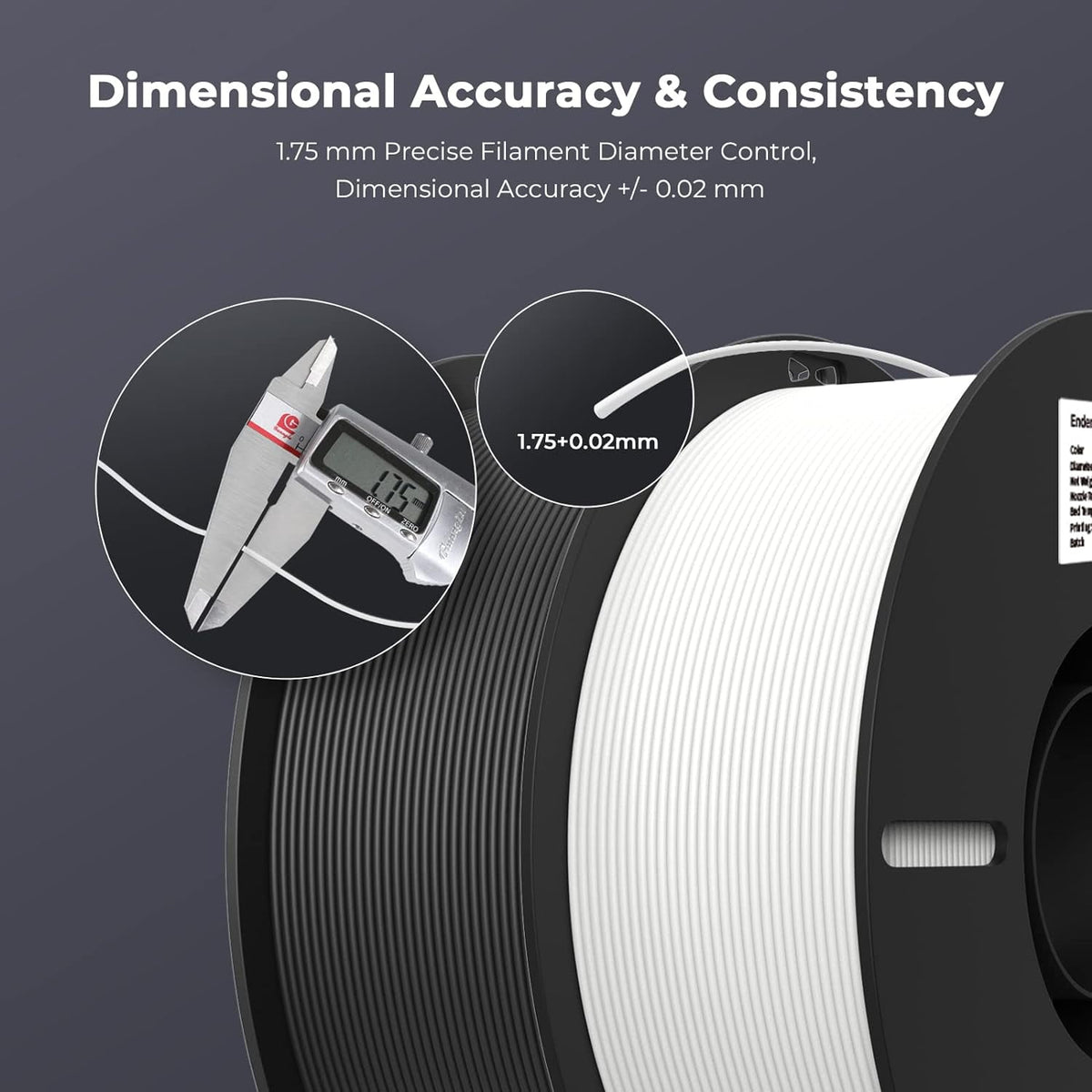 2-Pack Creality 3D Printer Filament, 1.75mm PLA Filament Bundle 2kg for 3D Printing, Ender PLA Filament No-Tangling, Strong Bonding & Overhang Performance, Accuracy +/- 0.02mm, Black & White