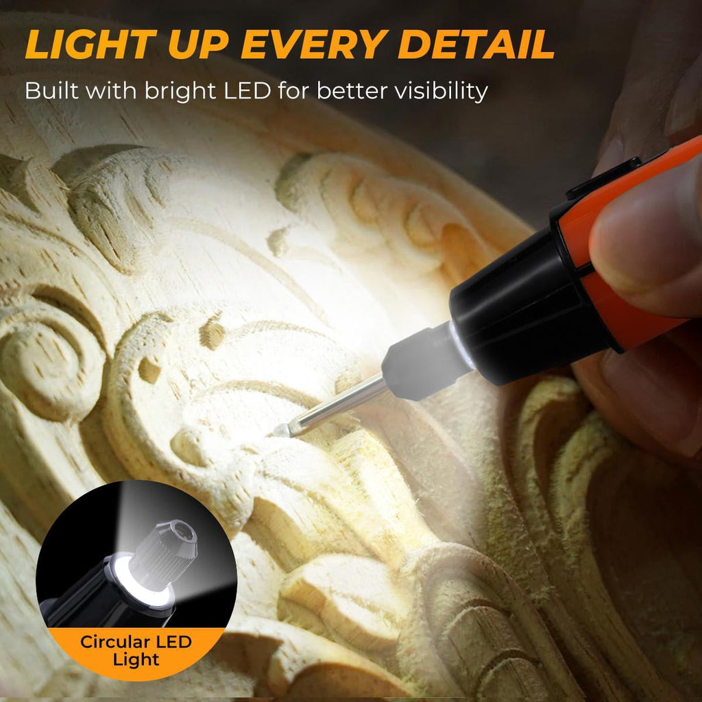 Mini Cordless Rotary Tool, 6-Speed Rotary Tool Kit with 50 Accessories, Multi-Purpose and USB Charging Power Rotary Tool for Engraving, Sanding, Polishing, Drilling, Etching, DIY Crafts,Orange