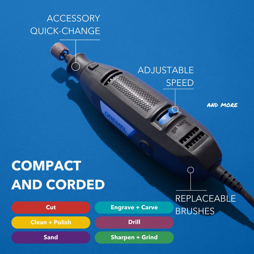Dremel 3100-1/13 Corded Variable Speed Rotary Tool Includes 1 Attachment, & 13 Accessories, 1.2 Amps and 120 Volts