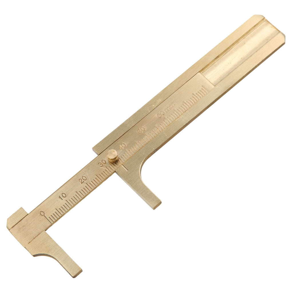 BIMZUC Brass Vernier Caliper 3.94 inches / 10 cm Pocket Measuring Tool for Jewelry Woodworking Crafts and Stones