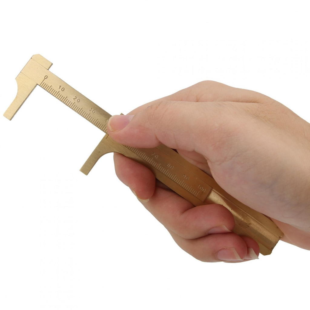 BIMZUC Brass Vernier Caliper 3.94 inches / 10 cm Pocket Measuring Tool for Jewelry Woodworking Crafts and Stones