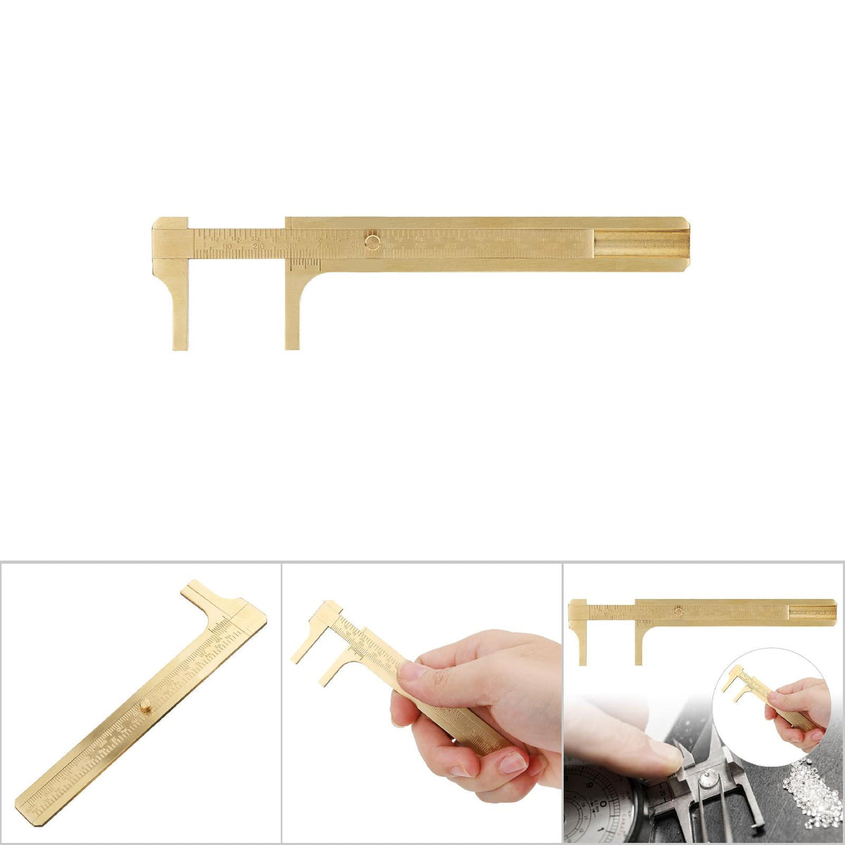 Riousery Double Scale Brass Vernier Caliper Jewelry Maker Measuring Ruler Authenticate Dimensions for Gemstones Beads Walnuts Antiques and Handcrafts 3.15 Inches 80mm