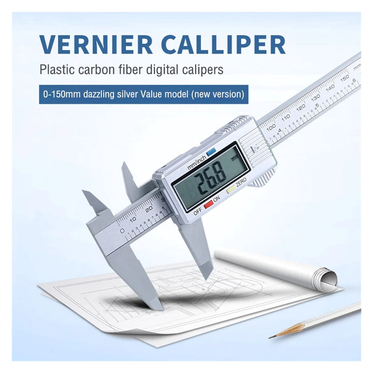 0-150mm Digital Pachometer Professional Vernier Caliber Measuring Tools Woodworking Thickness Gauge Depth Electronic Ruler ,Easy to Use