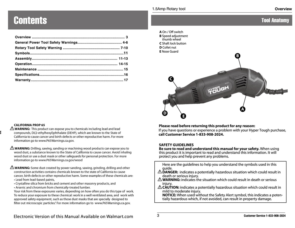 Hyper Tough 1.5 Amp Corded Rotary Tool, 120V Variable Speed with 105 Accessories and Storage Case
