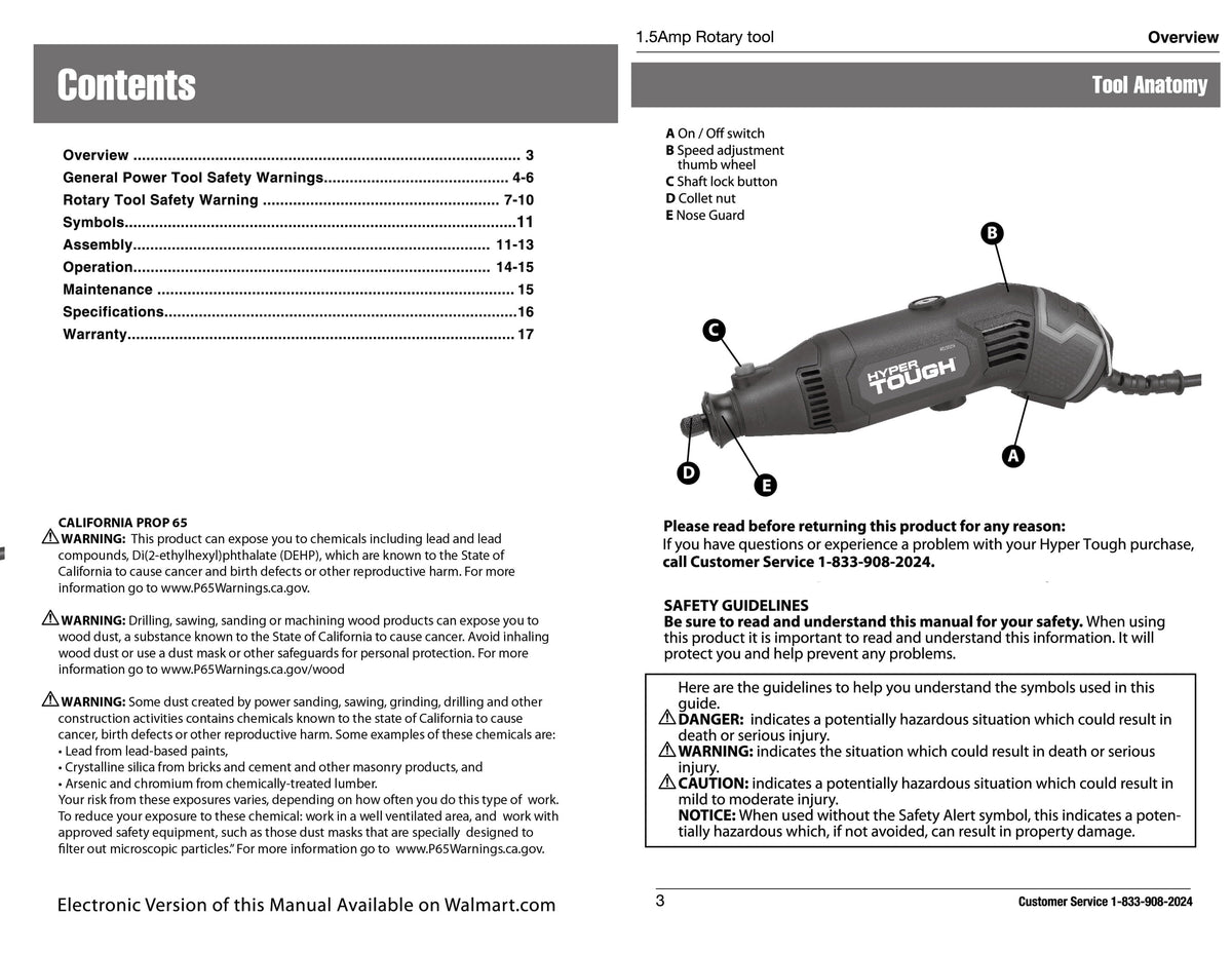 Hyper Tough 1.5 Amp Corded Rotary Tool, 120V Variable Speed with 105 Accessories and Storage Case