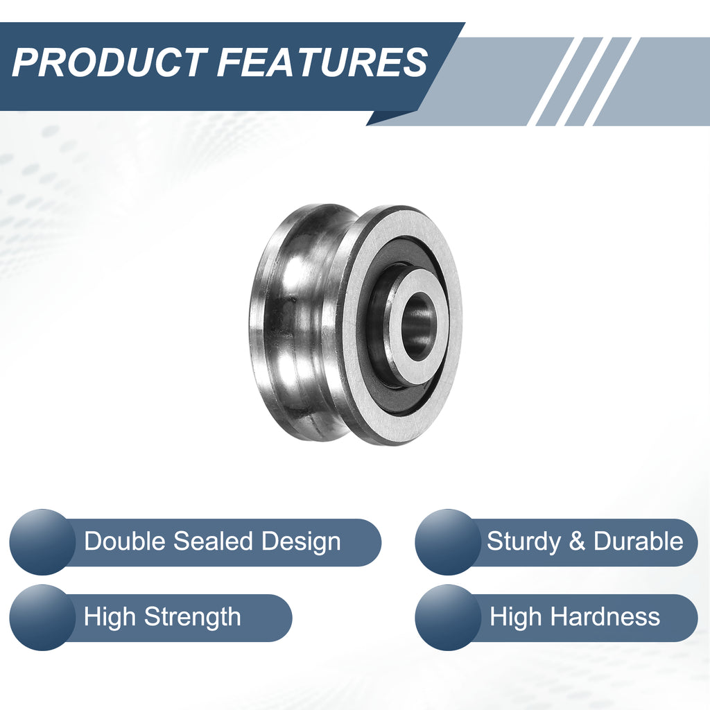 Uxcell 2 Pcs U Groove Bearings, 6x23x11mm Rail Ball Bearings Groove Guide Pulley Bearing Steel Replacement for Rail Track Linear Motion System Printing Project ABEC1