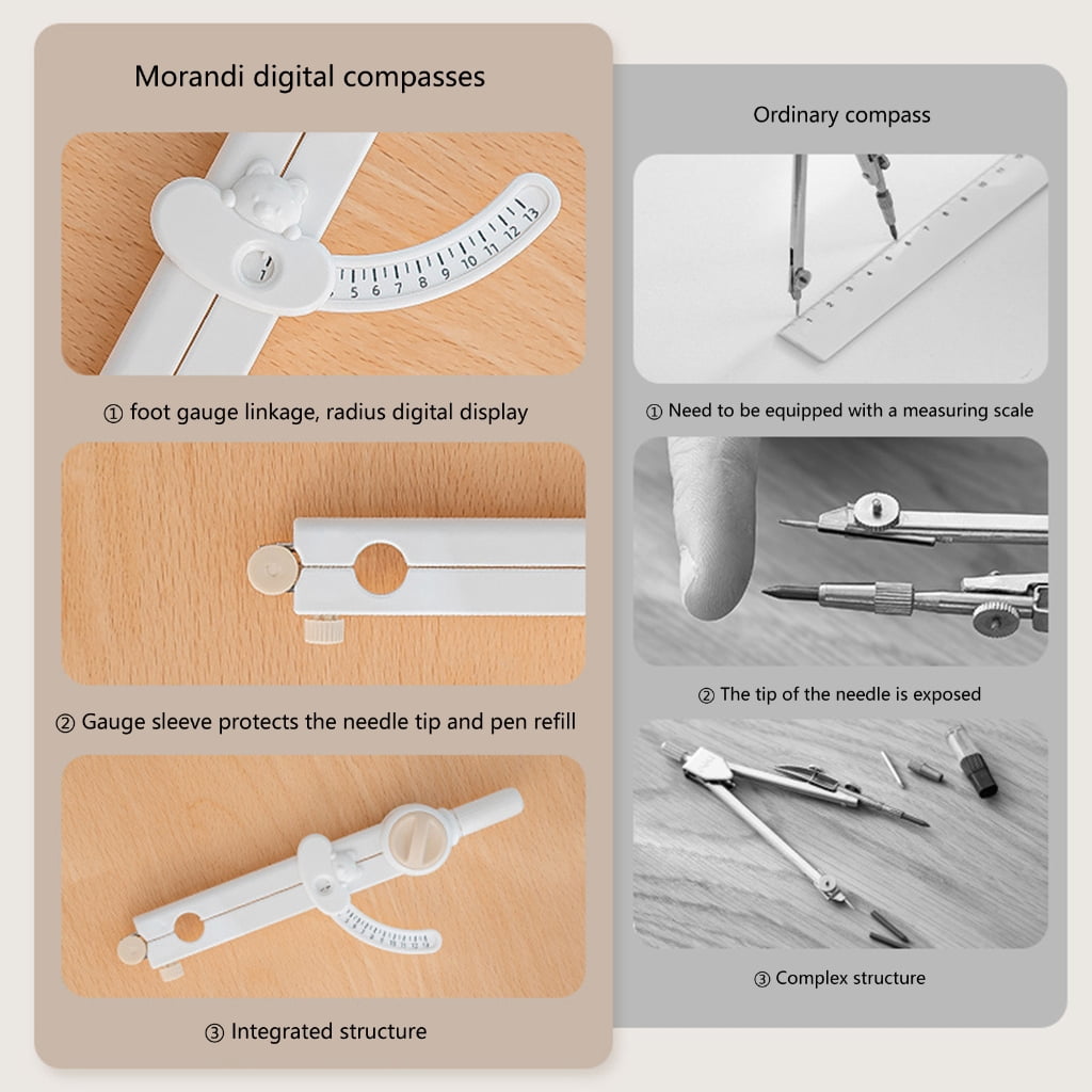 Student Drawing Circle Tool with Lockable Wing Divider for for Drawing Circle, Adjustable Caliper Drawing Circle Tool