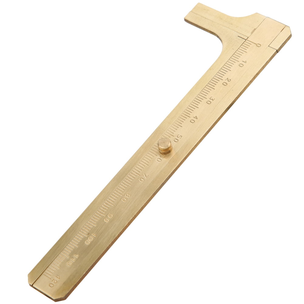 BIMZUC Brass Vernier Caliper 3.94 inches / 10 cm Pocket Measuring Tool for Jewelry Woodworking Crafts and Stones