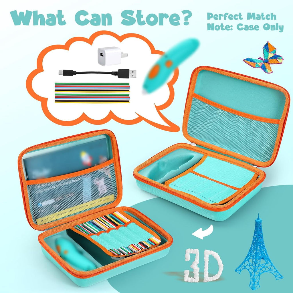 Hard Case Compatible with 3Doodler Start+ Essentials (2023) for 3D Pen Set for Kids, Art Activity Set Carrier Case for Printing Filament Refill and USB Charger,Blue (Box Only)