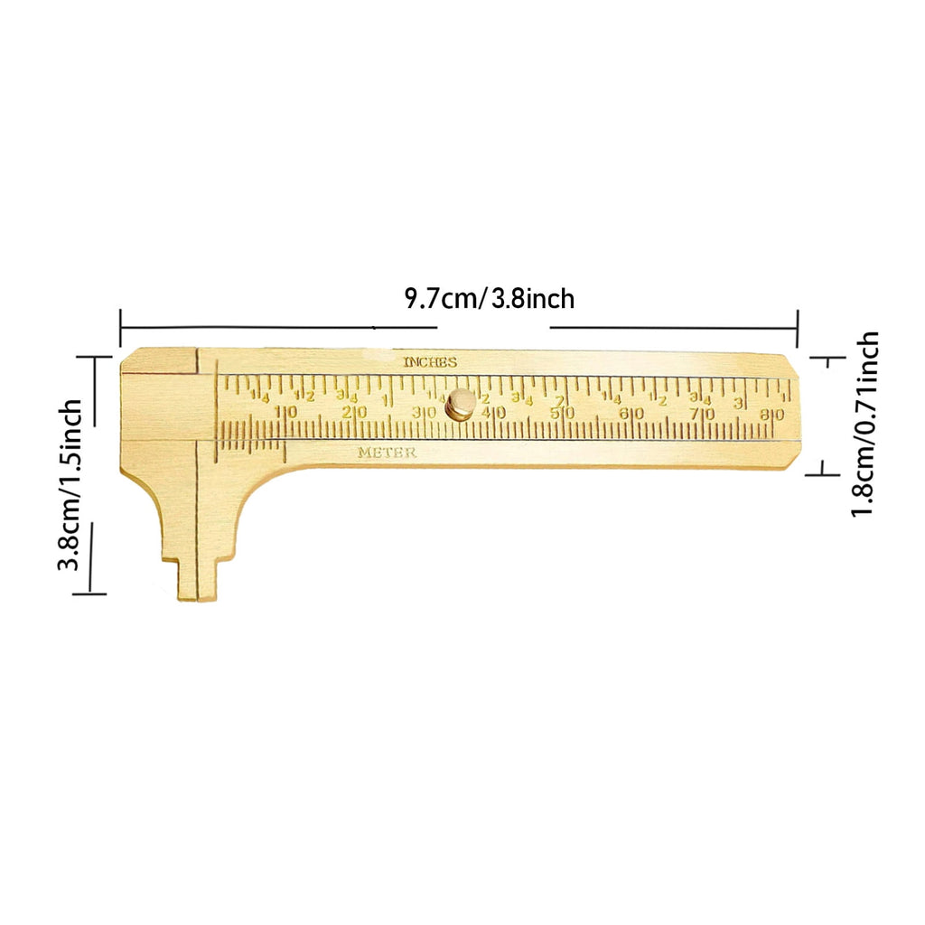 Solid Brass Caliper Measuring Tool 0.1mm Accuracy Two Sizes Compact Portable for Home DIY Craft Small Object Measurement