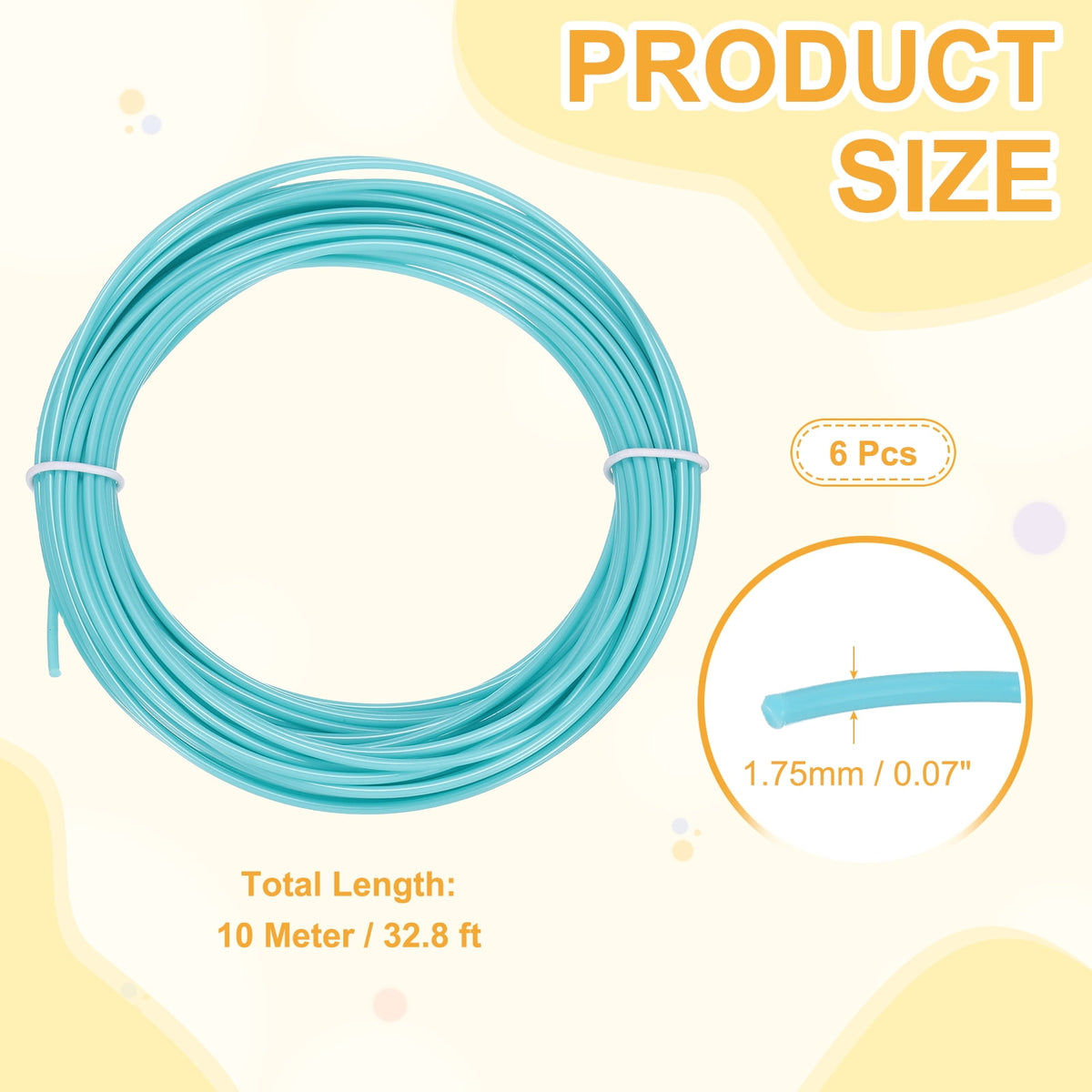 Uxcell 3D Pen Filament 6Pcs 1.75mm Total Length 196.8 Feet Cyan PLA, 3D Pen Filament Refills Low Warping, for Creating Pictures Printed Model Printing Pen