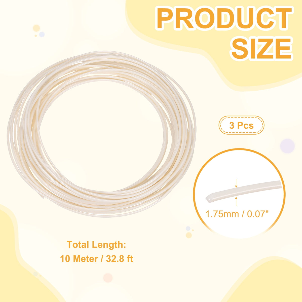 Uxcell 3D Pen Filament 3Pcs 1.75mm Total Length 196.8 Feet Khaki PLA, 3D Pen Filament Refills Low Warping, for Creating Pictures Printed Model Printing Pen