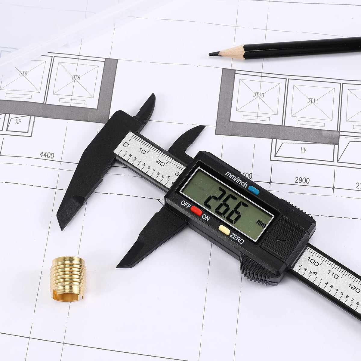 Digital Calipers 0-6 inch/150mm Electronic Vernier Caliper with LCD Screen, Inch/Metric Conversion, Auto Off - Plastic Insulated Jaws for Safe DIY, Jewelry, Craft & Home Measurement