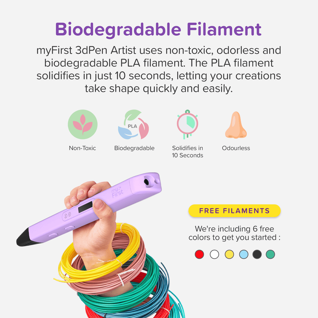 myFirst 3D Pen Artist (Blue) 3D Pen Starter Kit with 6 Colours Filaments, Design Template, Arts & Craft for 12 Years Old & Above