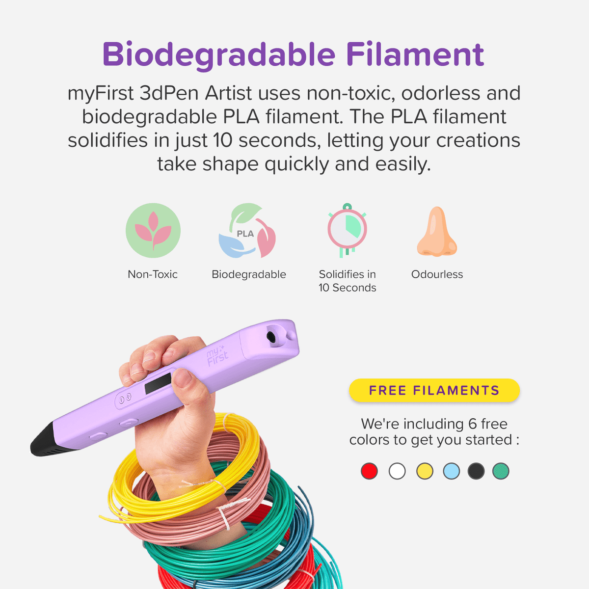 myFirst 3D Pen Artist (Blue) 3D Pen Starter Kit with 6 Colours Filaments, Design Template, Arts & Craft for 12 Years Old & Above